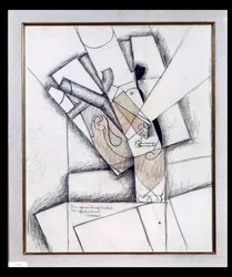 Kuřák, 1912 (uhlí a červená křída na papíře)